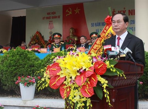 President Tran Dai Quang attends 50th anniversary of Military Technical Academy - ảnh 1